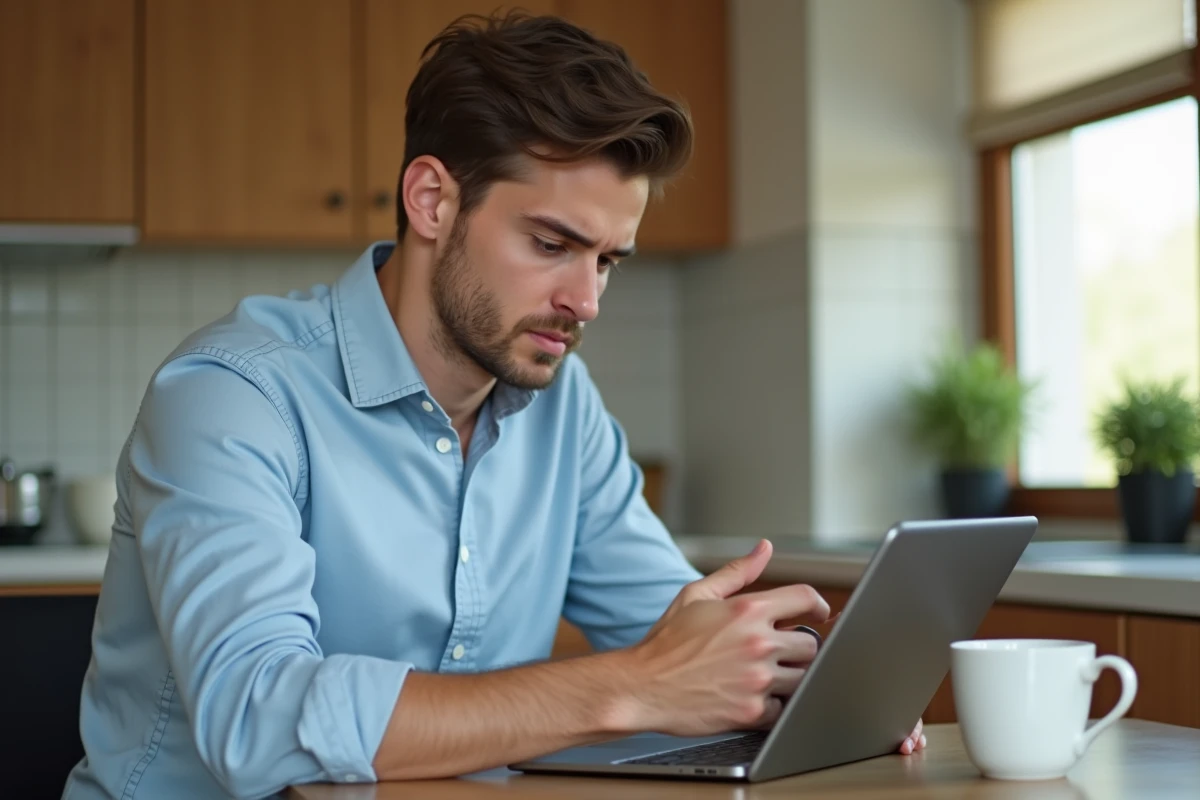 Jeune homme rédigeant un message d