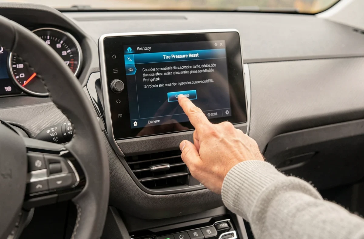 Réinitialisation de la pression des pneus via l'écran tactile de la Peugeot 2008